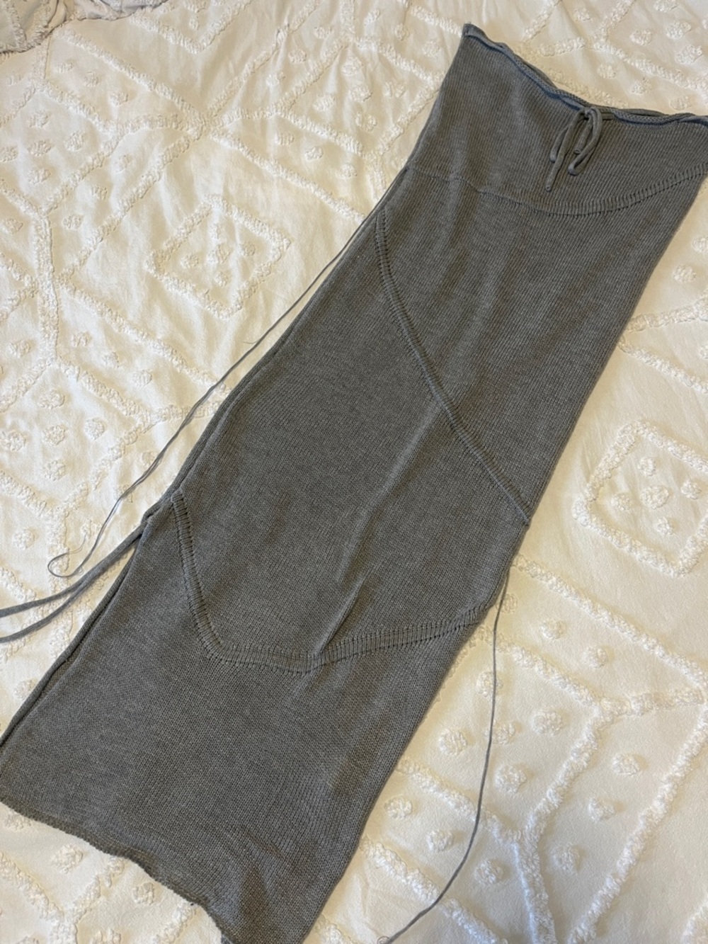 Gray Knit Bodycon Maxi Skirt - Unbranded